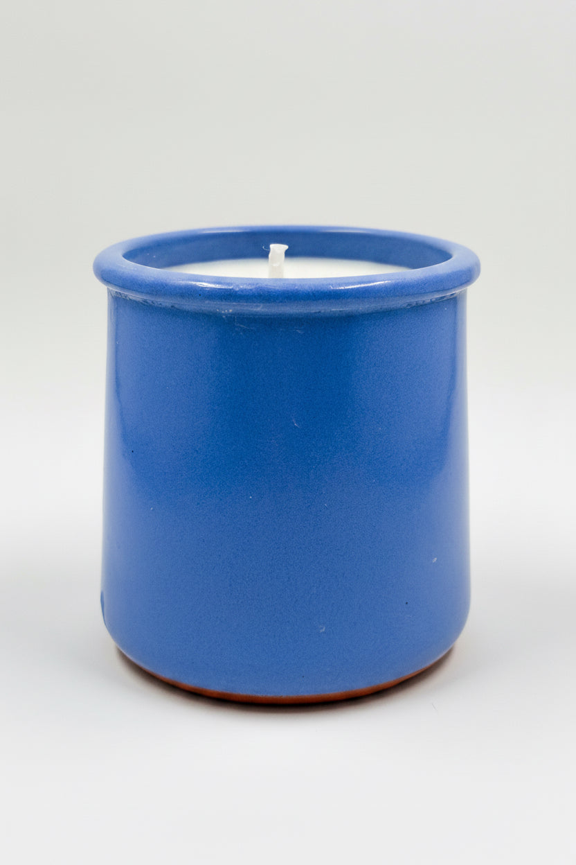 Upcycled Blue / Periwinkle Ceramic Jar ~ Medium Size