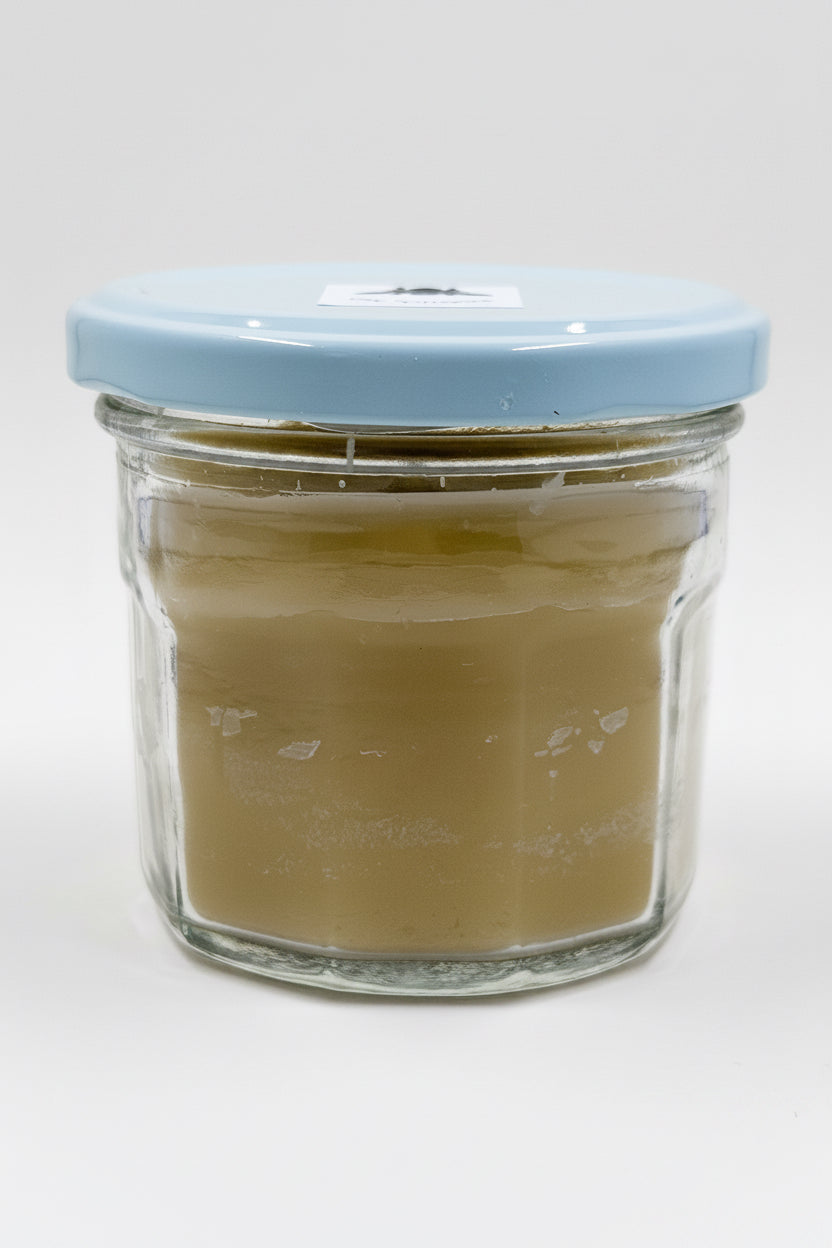 Upcycled Glass Jar w/ Blue Lid ~ Medium Size